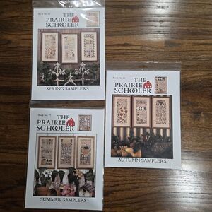Lot Of 3 -The Prairie Schooler Cross Stitch Spring, Autumn & Summer Samplers New